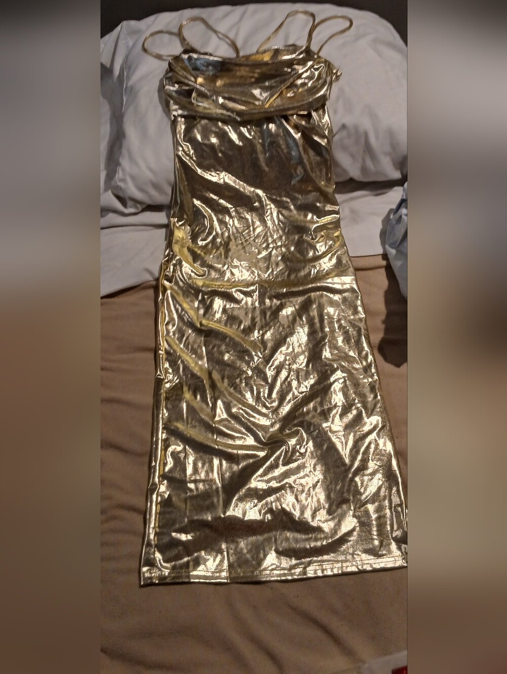 Gold Metallic Maxi Skirt - Shimmering Evening Style